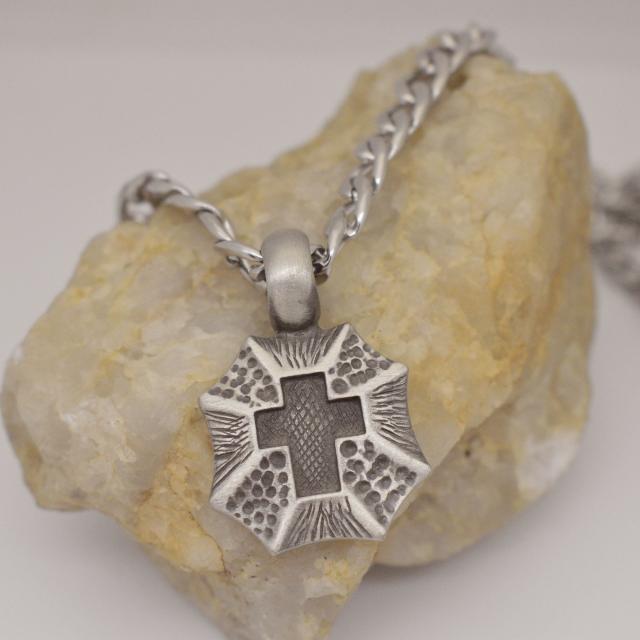 cross pewter Christian gift sheild decorative mens necklace.jpg